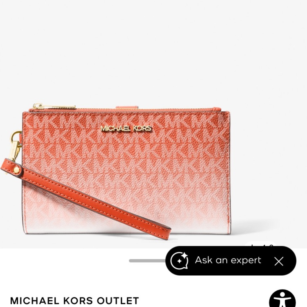Michael Kors Orange Wristlet with Gold Accents